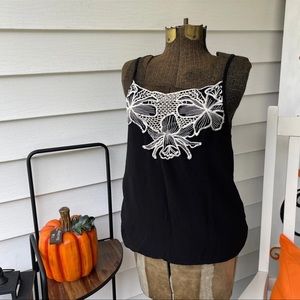 Maurices Black Tank w/Embroidered Accent